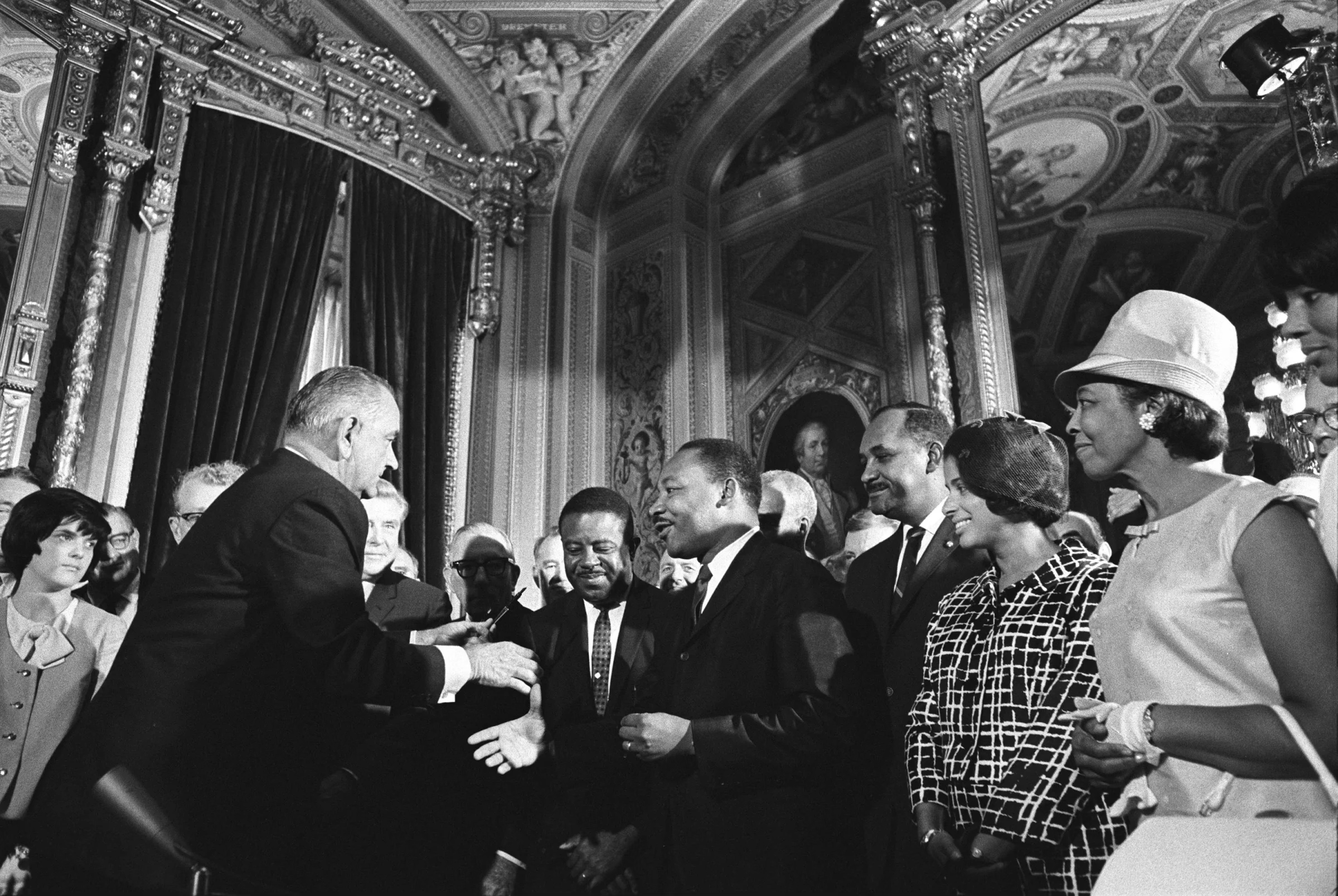 A photograph of MLK and LBJ.