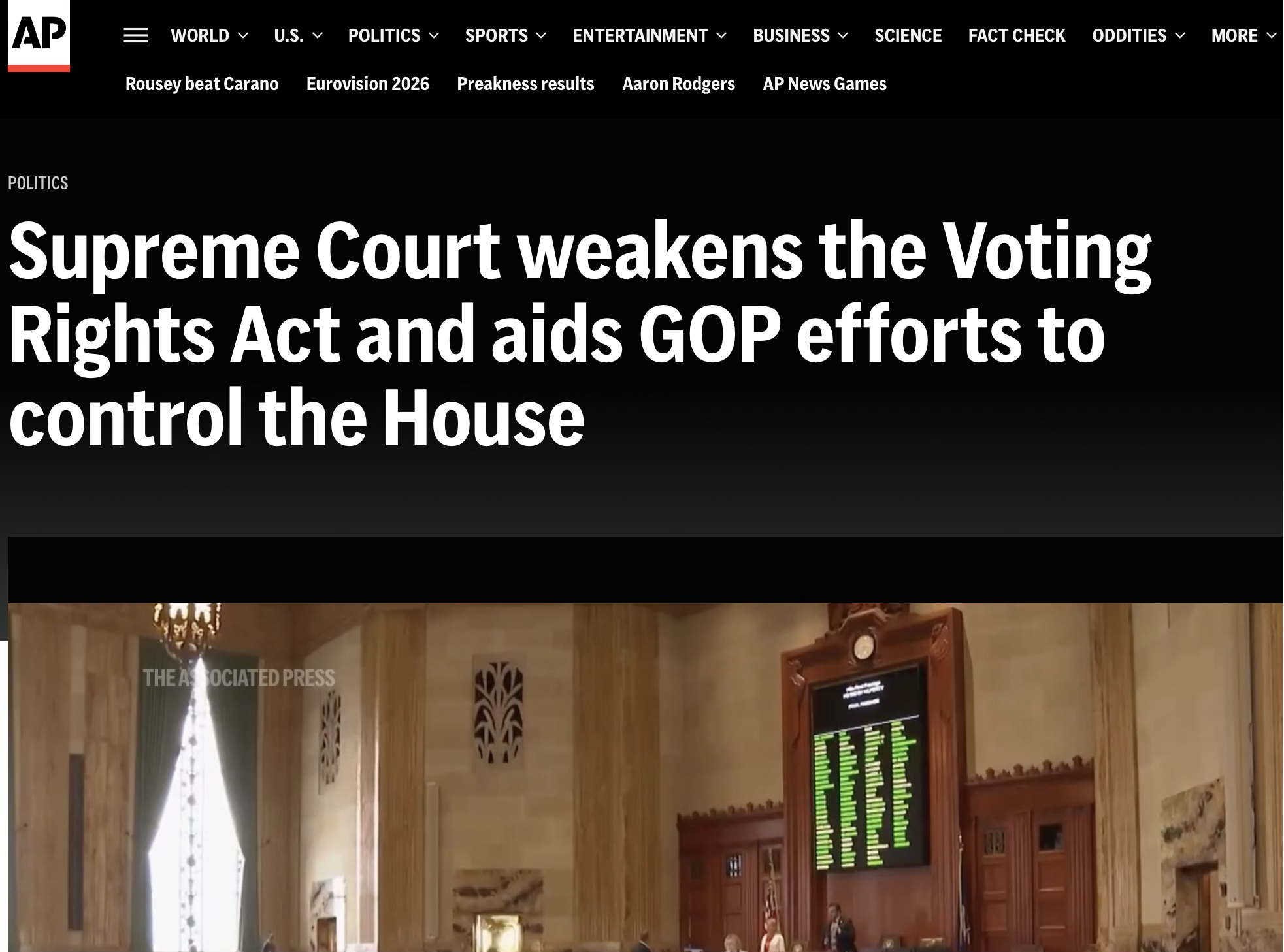 A photograph of AP headline.